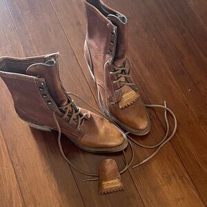 Women's brown Leather Western Lace-Up Boots. Never worn.